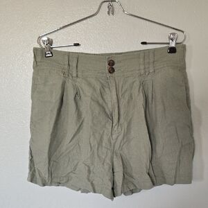 Wallflower | Olive Green Linen Blend Shorts Size XL